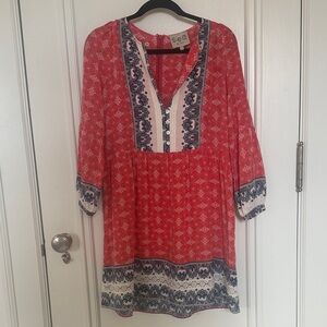 Red and Blue Patterned Sea Dress